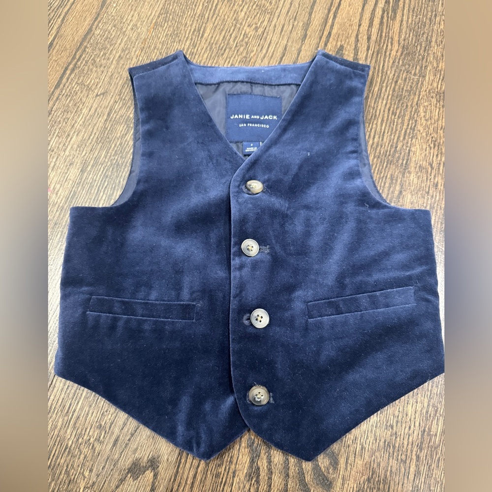 Janie and Jack • Blue Velvet Button Vest (3T)